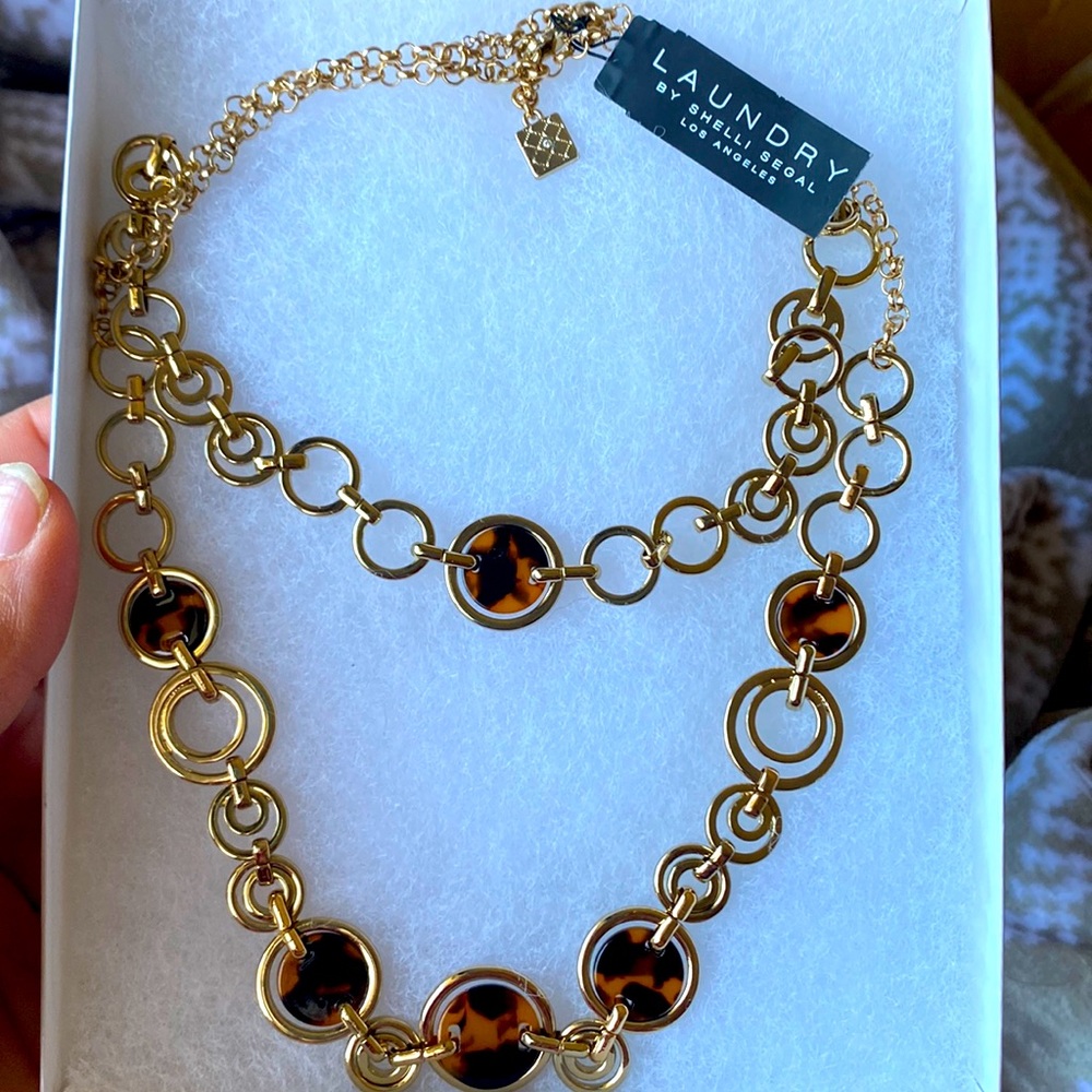 Laundry by Shelli Segal Tortoise and gold 2 strand necklace NWT